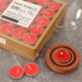 thumbnail image 2 of Unscented White Tea Light Candles, Smokeless Clean Burn Tealights, 2 Hour Burn Time, 32 Count, for Home Decor, Parties, Romantic Events, and Tea Warming, Red, 2 of 6