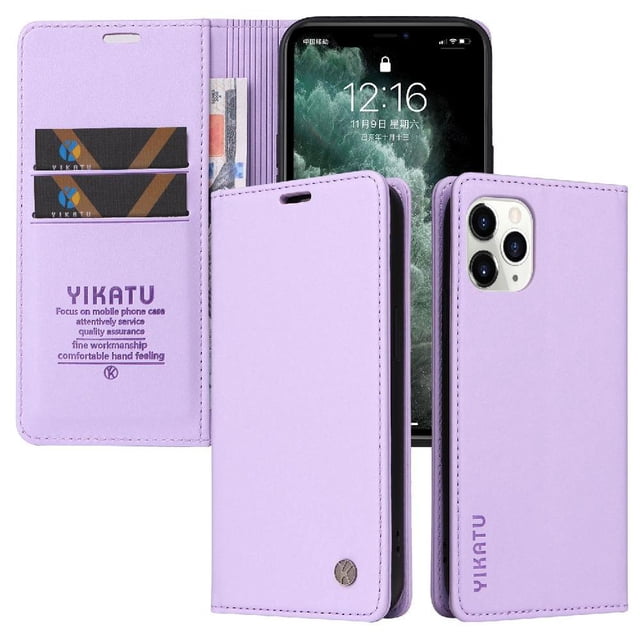 Funda para iPhone 11 Pro Estuche de Cuero PU Tipo Cartera con Ranuras para Tarjetas y Cierre Magnético