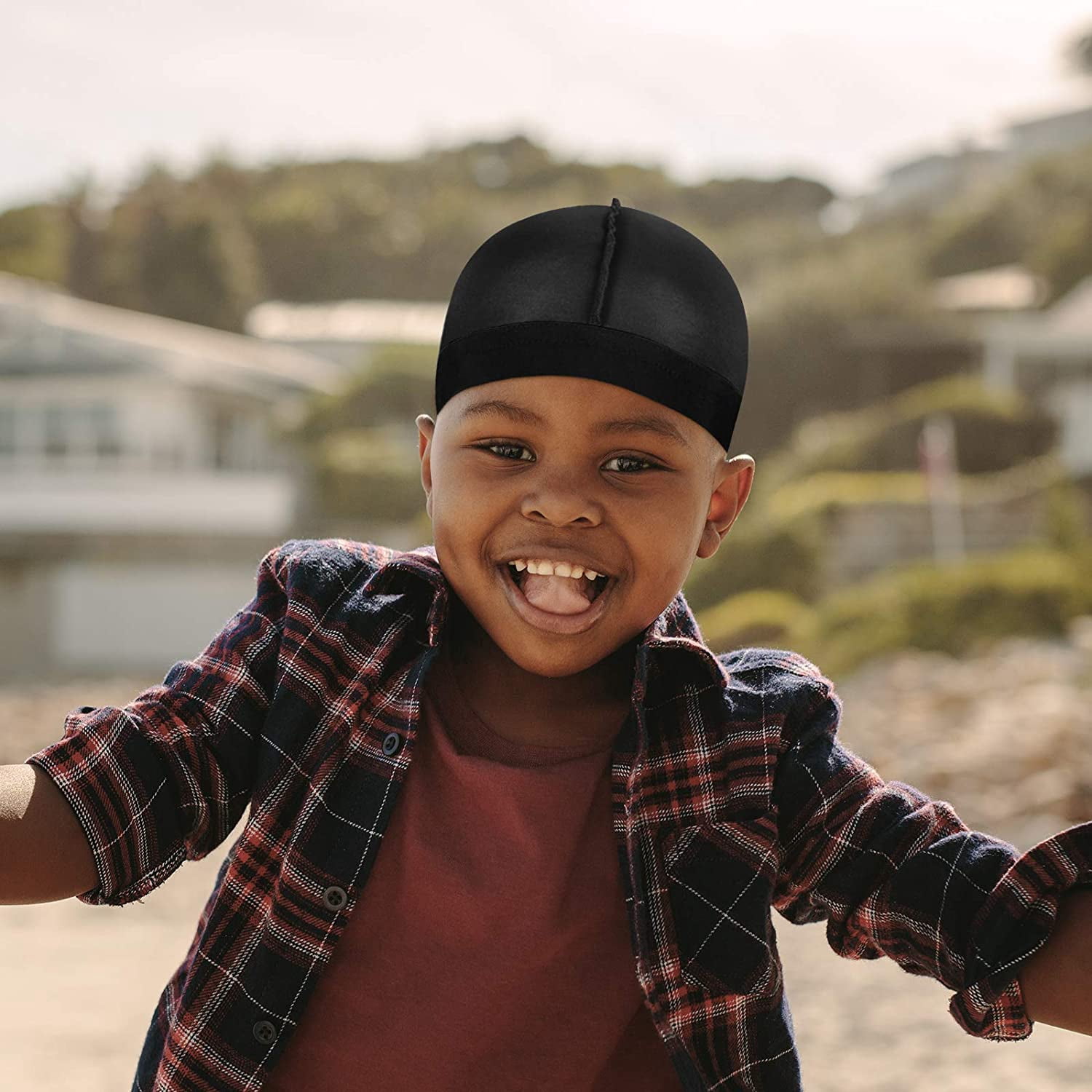 4 Pieces Kids Satin Silky Wave Caps Set 