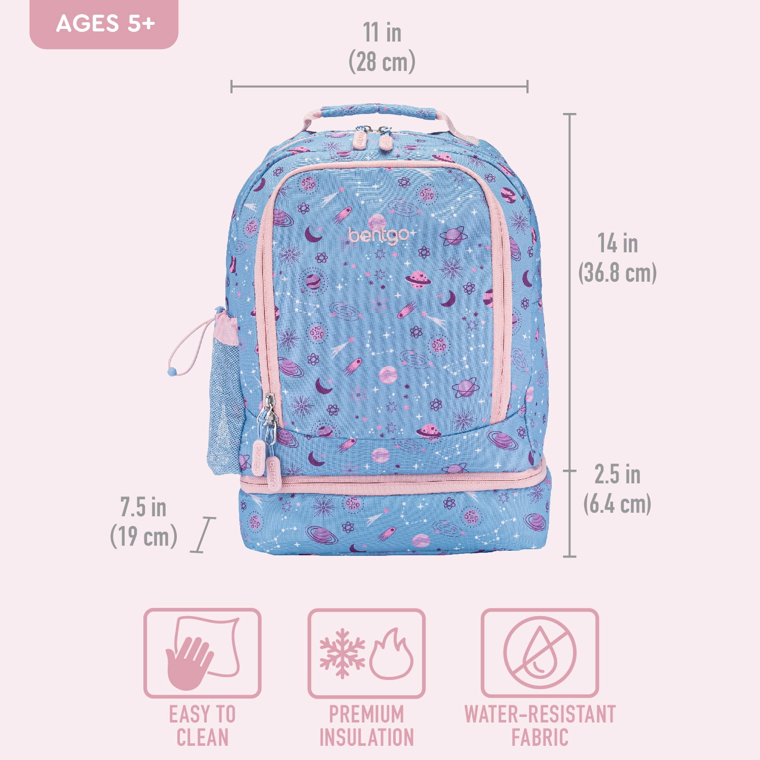Bentgo Kids Prints 2-in-1 Backpack & Insulated Lunch Bag - Lavender Purple Galaxy