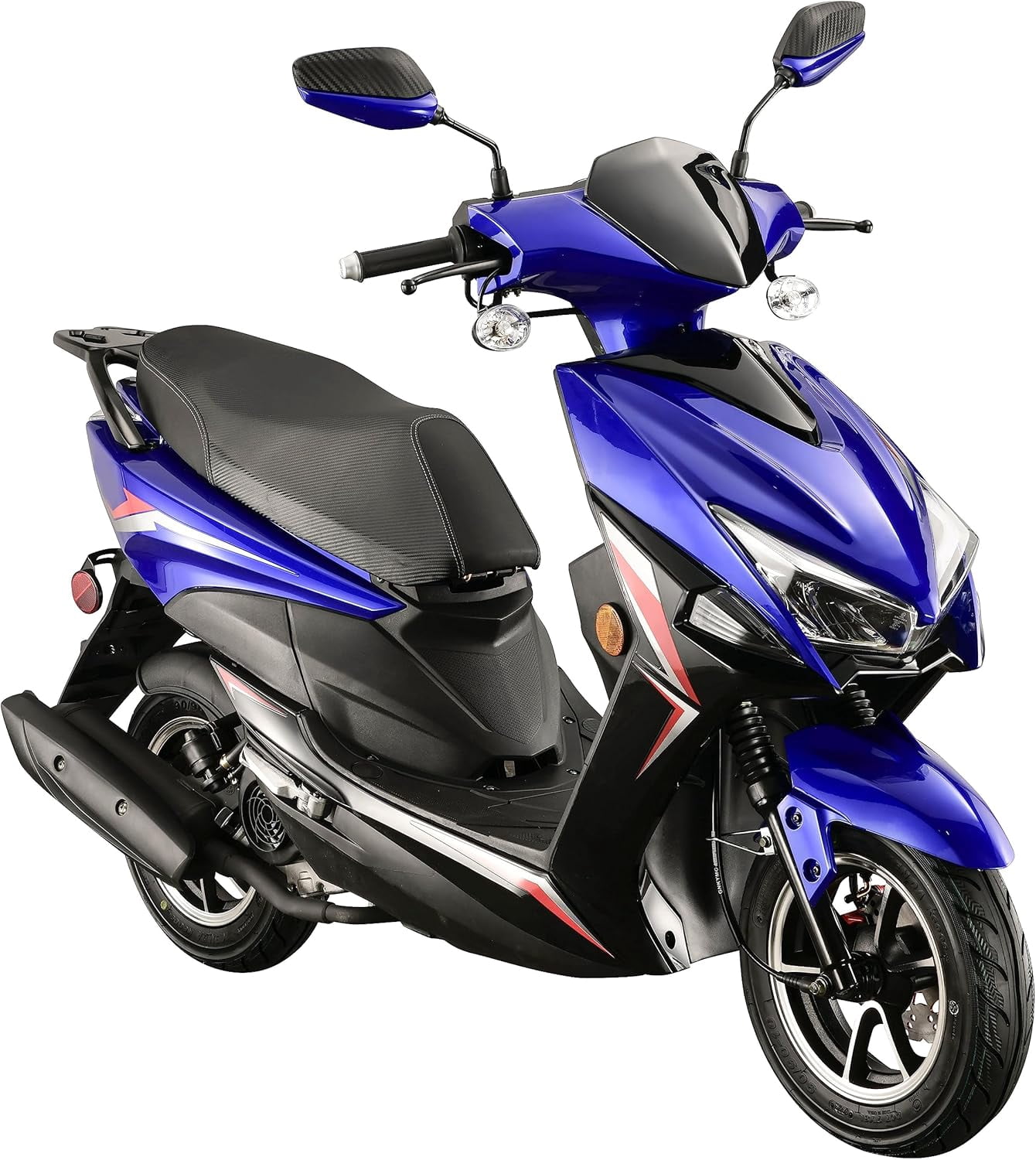 HHH X18 150cc Scooter Street Motorcycle Gas Moped 150cc Adult Bike with 10 inch Aluminum Wheels-White