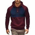 thumbnail image 1 of Sudadera con capucha para hombre, estilo informal, con bloqueo de color, bolsillo, cordón ajustable, manga larga, suéter con capucha, abrigo de poliéster para hombre, 1 of 3