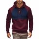 thumbnail image 1 of Sudadera con capucha para hombre, estilo informal, con bloqueo de color, bolsillo, cordón ajustable, manga larga, suéter con capucha, abrigo de poliéster para hombre, 1 of 3