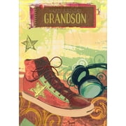 Designer Greetings Sneaker with Foil Star and Headphones Birthday Card for Teen / Teenager Grandson