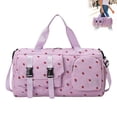 thumbnail image 4 of Corduroy Strawberry Travel Duffel Bag for Women Girls Large Weekender Bag with Shoe Compartment Wet Pocket Foldable Overnight Dance Gym Sports Bag (Purple), 4 of 8