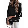 thumbnail image 4 of Fall Sweaters for Women Trendy Cute Cozy - Long Sleeve Colorblock Knitted Pullover Tops Black S, 4 of 9
