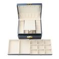 thumbnail image 3 of Unique Bargains 3 Layer Jewelry Box PU Leather Jewelry Organizer Case with Drawer Blue, 3 of 8