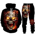 thumbnail image 1 of Novelty 2 Piece Streetwear Outfit Long Pant Set Sweatsuits Tracksuits 3D Printed Skull Hoodie Pants Set Cool Skeleton Graphic Sweatshirt Jogger Pants, 1 of 3