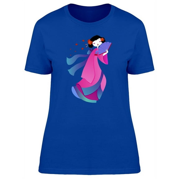 Asian Girl With A Hand Fan T-Shirt Women -Image by Shutterstock, Female XX-Large