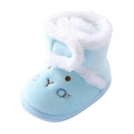

Baby Boys Girls Boots Toddler Premium Soft Sole Warm Booties Winter Plush Cartoon Short Boots for Newborn Infant Blue