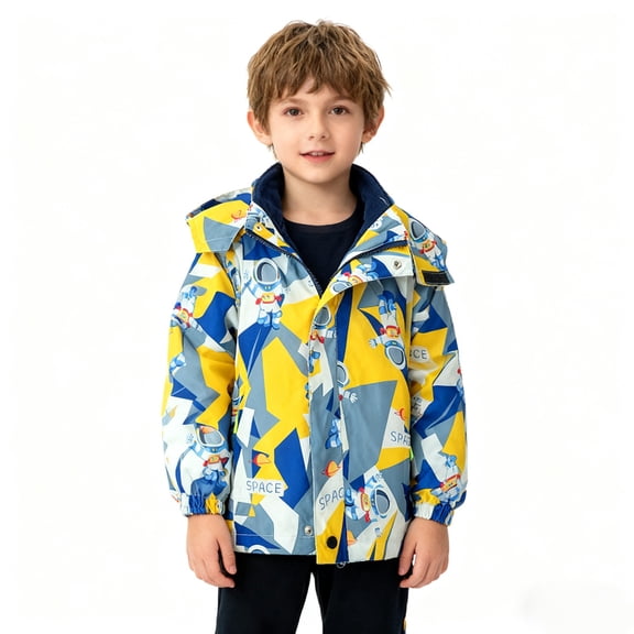 XXWXYD Boys Jacket Three in One Detachable Windbreaker Medium Large Children Spring Autumn Long Sleeves Coat Outerwear 𝖢onvertible Versatile