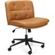 thumbnail image 2 of Silla de Oficina con Patas Cruzadas, Silla sin Brazos con Ruedas, Silla Giratoria para Tocador, Asiento Amplio Ajustable, Color Marrón, 2 of 7