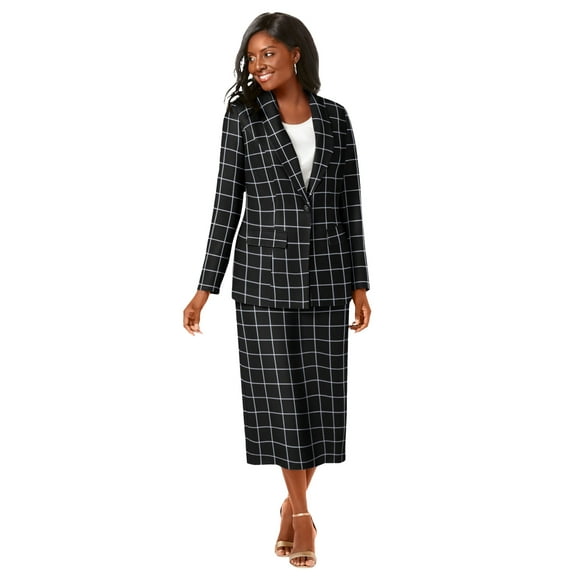 Jessica London Women's Plus Size Two Piece Single Breasted Jacket Skirt Suit Set