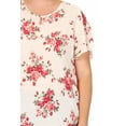 thumbnail image 5 of Women's Plus Size Casual Floral Flowy Short Sleeve Round Neck Key Hole Tee Blouse Top, 5 of 6