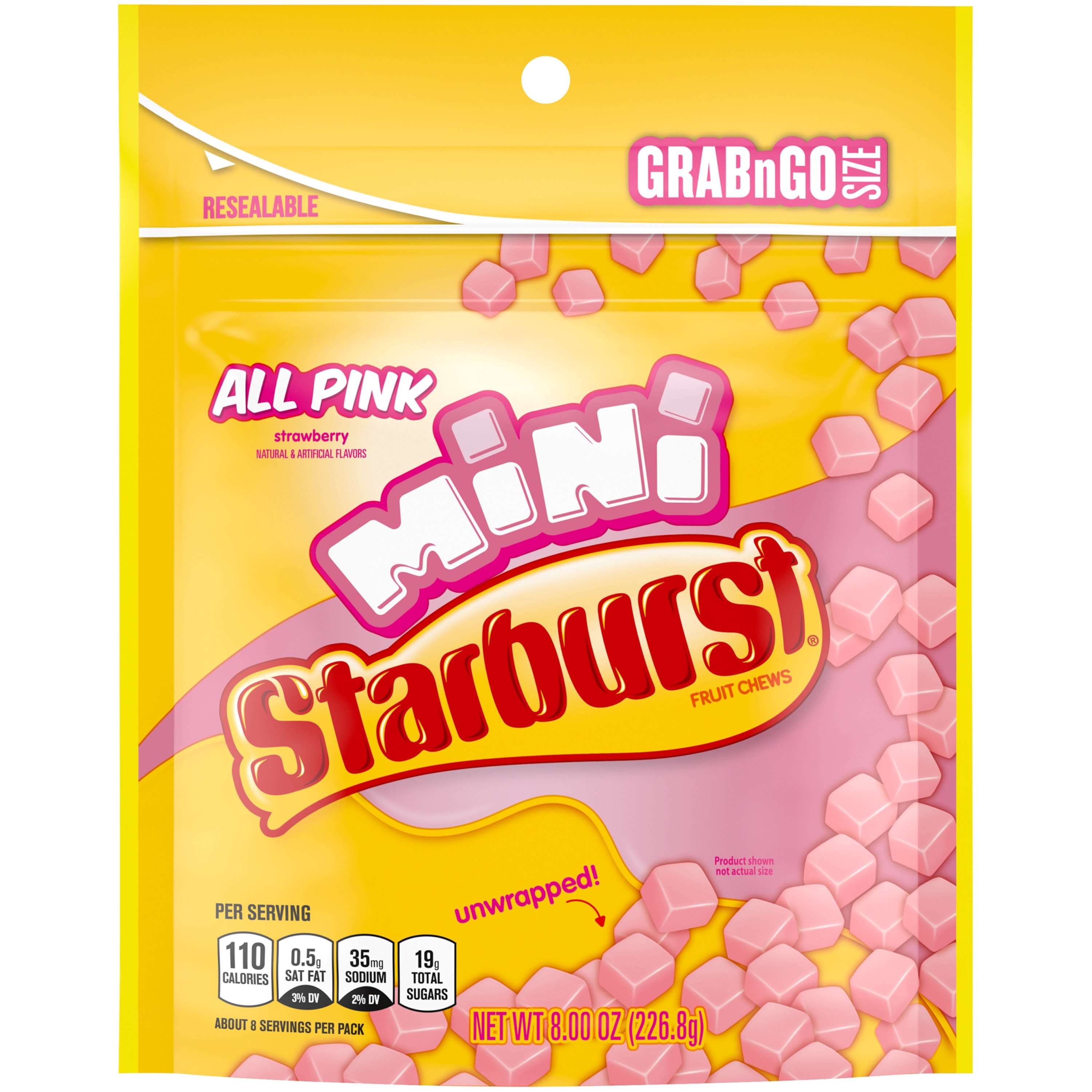 Starburst All Pink Minis Gummy Candy 8 Oz Grab N Go Size Bag