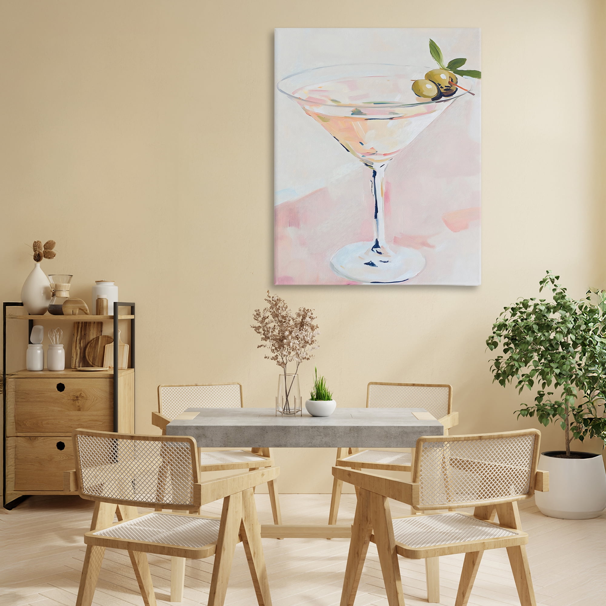 Stupell Industries Pastel Martini with Olive Garnish Canvas Wall Art, design by The Prints Vibe