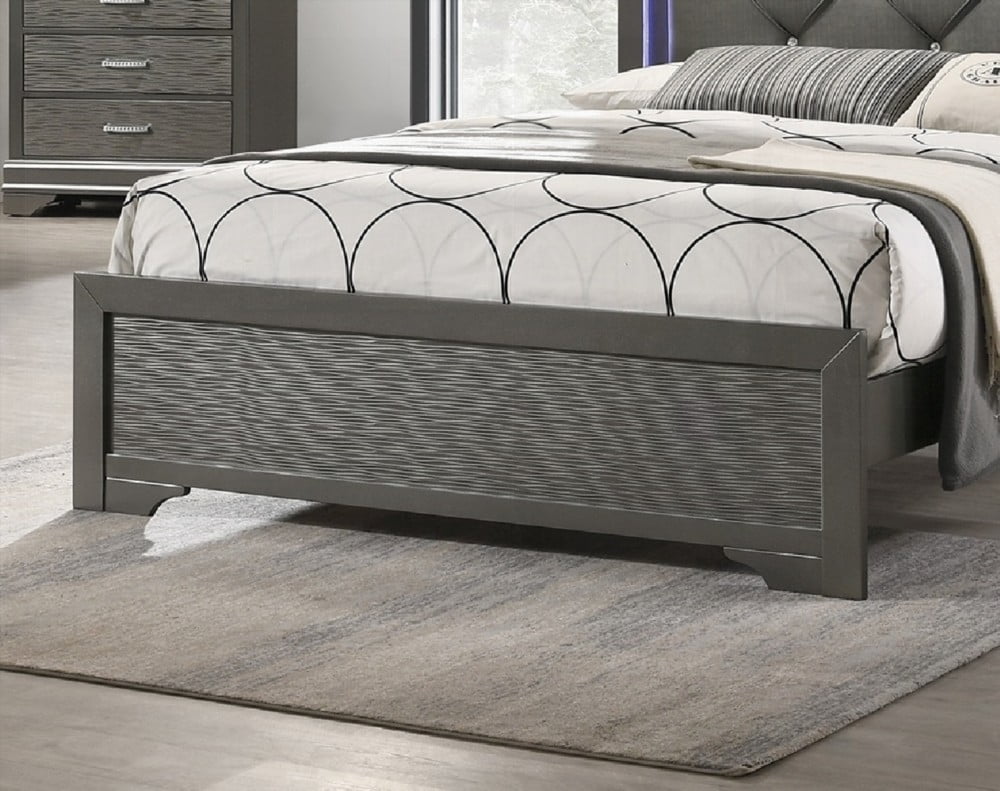 Gray and Dark Gray Faux Leather Tufted Queen Size Headboard for Bedroom
