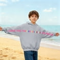 thumbnail image 6 of dazeni Boys Girls Valentine's Day Outfits Letter Graphic Pullover Hoodies Oversized Drop Shoulder Sweatshirts Spring Back to School Clothes Gray2 3 Years, 6 of 7