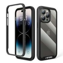 Elegant Choise for iPhone 14 Pro Case with Built-in Back Protector Shockproof Phone Cover, Black