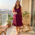thumbnail image 3 of Agnes Orinda Women's Plus Size Nightgowns Sleeveless Nightdress Soft Comfy Cats Print Sleepwear Pajamas 1X Burgundy, 3 of 8