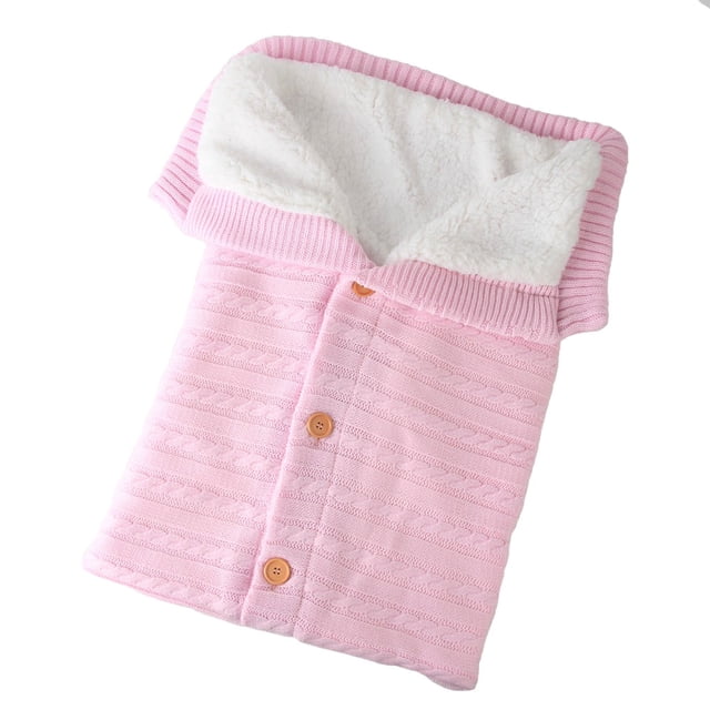 Saco de dormir de terciopelo para bebé, saco de dormir con botones para cochecito de bebé de punto de lana