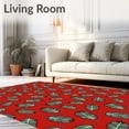thumbnail image 2 of ODIKA 4'x6' Machine Washable Non-Slip Area Rug, Snowy Pine Forest Evergreen Branch Indoor Holiday Design High Traffic Rug with Pad, Red, 611419, 2 of 8