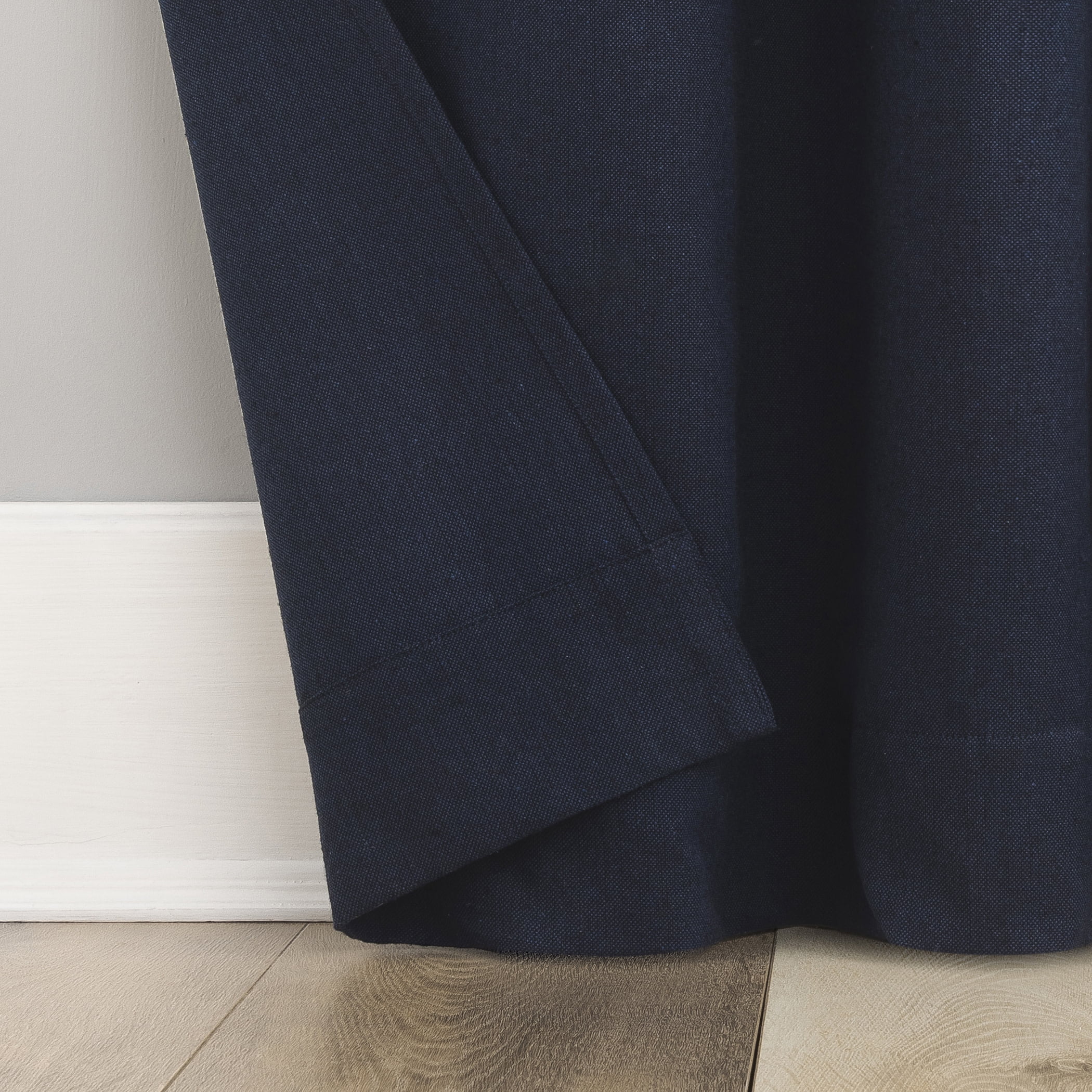 Archaeo  Cotton Blend Button Semi-Sheer  Tab Top Single Curtain Panel, 1 Panel, Navy Blue, 40”W x 63"L