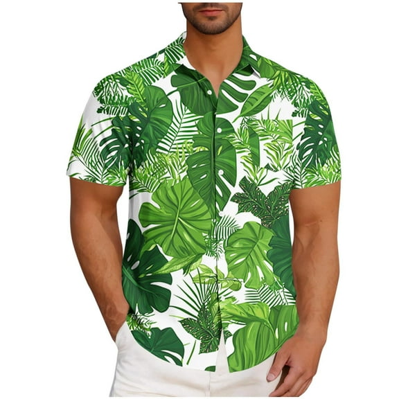 Retro Hawaiian Shirts for Men Short Sleeve Casual Button Down Shirt Tropical Summer Beach Vacation Shirt Cruise Clothes