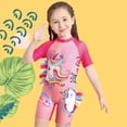 thumbnail image 3 of GYRATEDREAM Girls One Piece Swimsuit Bathing Suit Zipper Rash Guard Kid Short Sleeve Swimwear Beach Wear UPF50+ Sunsuit for 13-14Y Pink, 3 of 9