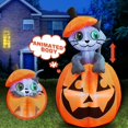 thumbnail image 1 of Joiedomi Decoraciones inflables de Halloween de 5 pies para exteriores, decoración inflable de Halloween al aire libre, calabaza para patio, gato inflable animado de Halloween en calabaza con LED para, 1 of 5