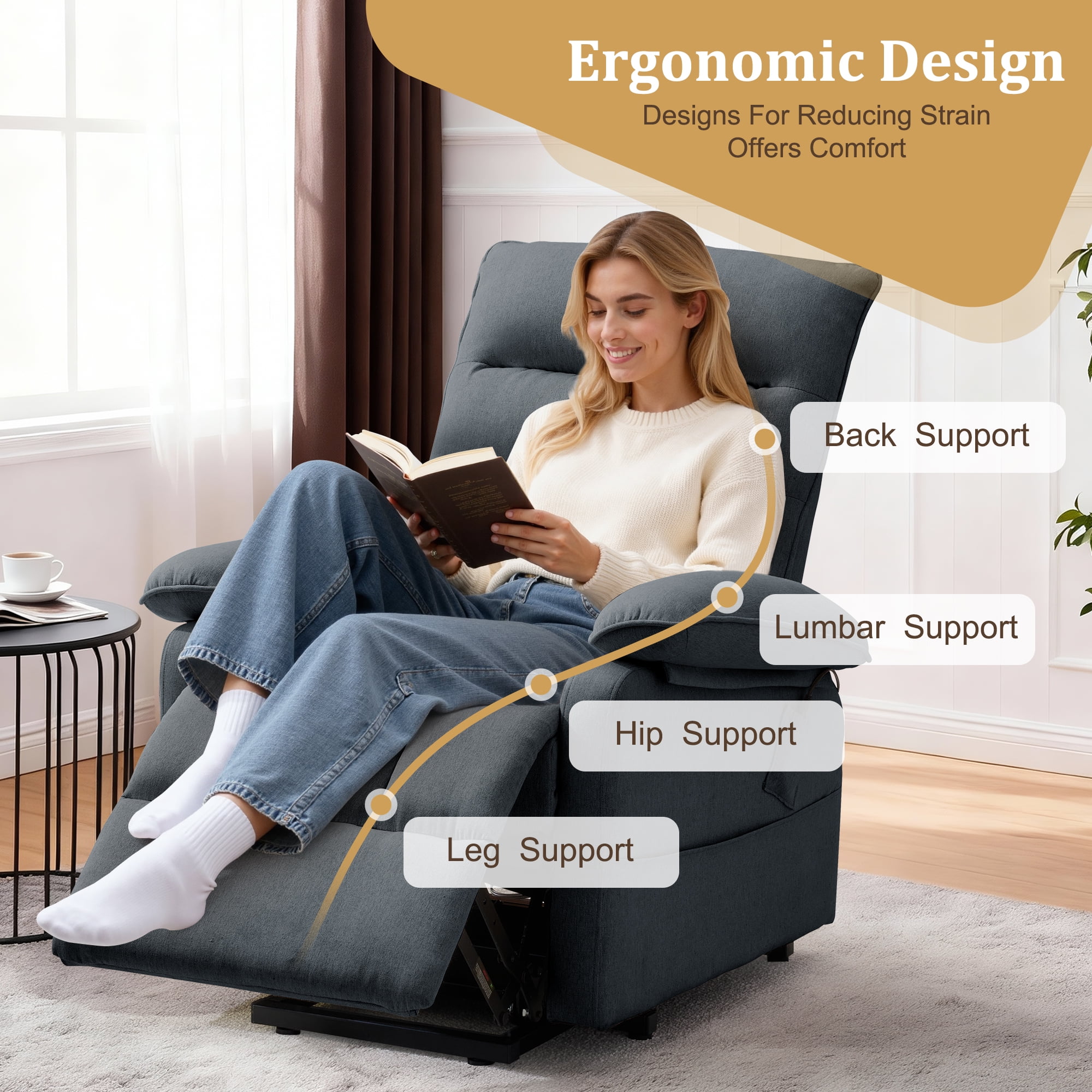 Korser Small Power Lift Recliner Chair for Elderly with Side Pockets Lift Chair for Small Spaces for Living Room,Linen,Dark Grey