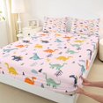 thumbnail image 3 of Homewish Kids Children Cartoon Dinosaur 3pcs Twin Sheet Sets,Kawaii Jungle Animal Twin Fitted Sheet,Cute Dino Breathable Flat Sheet,Lightweight Room Decor, 3 of 7