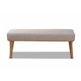 thumbnail image 2 of Odessa Mid-Century Modern Grey Fabric Upholstered and Walnut Brown Finished Wood Dining Bench, 2 of 5