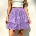 thumbnail image 2 of Hduncf Flowy Skirt Dress for Women Boho Ruffled Tiered Skorts Casual High Waist Mini Skirts Tennis Golf Comfy Skirts Fashion Purple S, 2 of 6