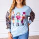 thumbnail image 3 of Sudadera con parche de lentejuelas y cascanueces navideños para mujer, suéter holgado con estampado navideño, jersey de manga larga, 3 of 3