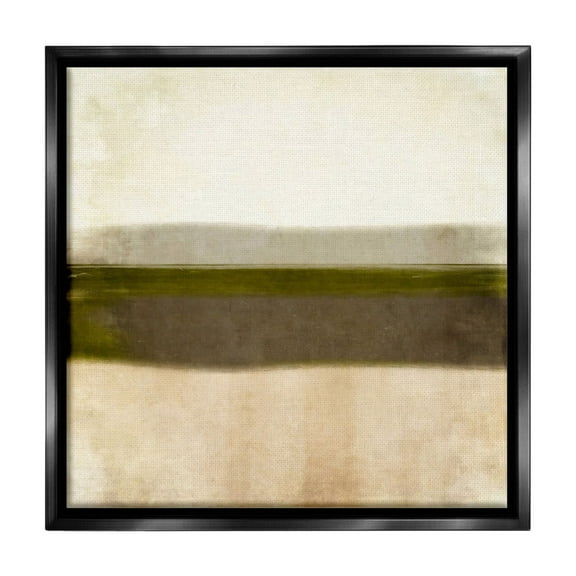 Stupell Industries Rustic Neutral Horizon Abstract Painting Black Floater Framed Canvas Art Print Wall Art, 18 x 18