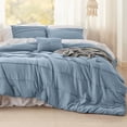thumbnail image 2 of Twin Comforter Set - 3 Pieces Pinch Pleat Bed Set, Light Blue Boho Bedding for All Season, 1 Soft Comforter, 1 Pillowcase, 1 Decorative Pillow, 2 of 7