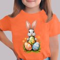 thumbnail image 2 of Yxbdin Easter Shirts for Kids Loose Bunny Short Sleeve Shirt Funny Easter Eggs Graphic Blouses Cute Girls Festival Outfits Summer Tops Orange 7-8Years, 2 of 6