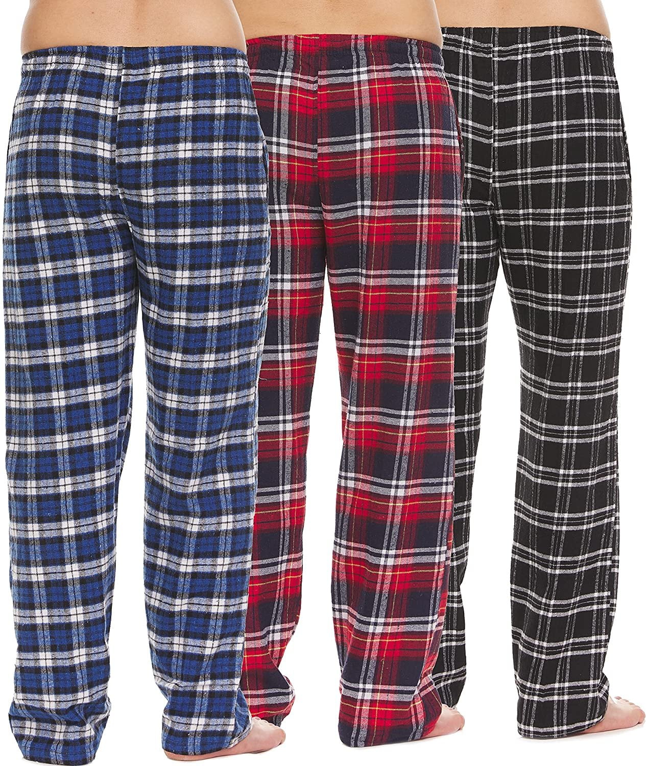 Mens Cotton Blend Flannel Plaid Sleep Bottoms Lounge Pajama Pants