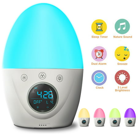 FiveHome Kids Alarm Clock Touch Control Wake Up Light Alarm Clock, Colour Changing Night Light & Dimmable Warm Light,Dual Alarms, 5 Nature Sounds,Sleep Timer,USB (Best Wake Up Sound Ringtone)