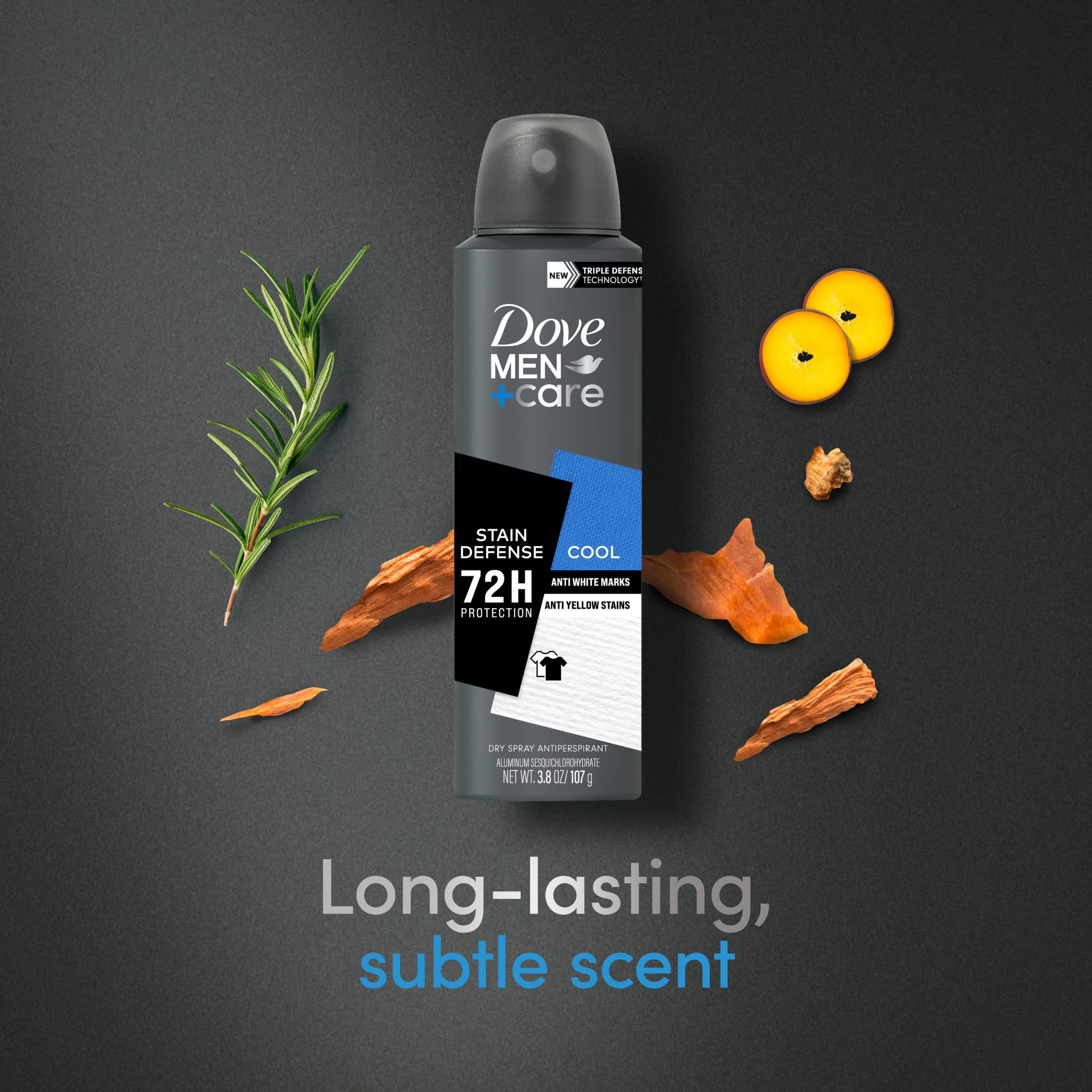 Dove Men+Care Long Lasting Stain Defense Men's Antiperspirant Deodorant Dry Spray, Cool, 3.8 oz