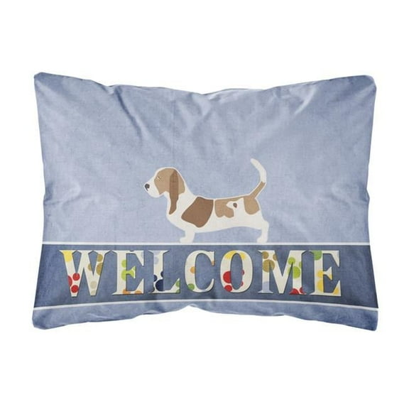 Carolines Treasures BB5506PW1216 Basset Hound Welcome Canvas Fabric Decorative Pillow, 12H x16W, multicolor