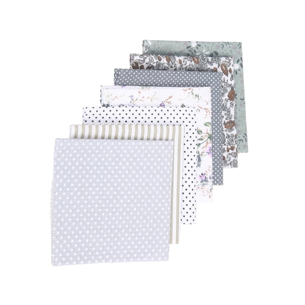 Bearachild Paquete de 7 piezas de tela de algodón puro para costura, patrón surtido, tela con estampado para accesorios, gris, 25x25cm Artesanía Gris 25*25cm