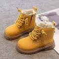 thumbnail image 2 of Juebong Girls Faux Fur Lined Winter Warm Boots Fashion Short Combat Boots Non Slip Side Zipper Riding Boots Yellow,4.5-5Years, 2 of 6
