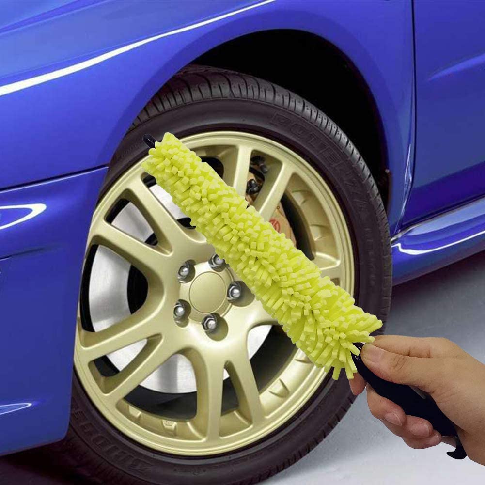 nipocaio Auto Car Wheel Plastic Brush Cleaning Brush Wheel Rims Tire Washing  Brush Car Wash Sponges Handle Brush Dense