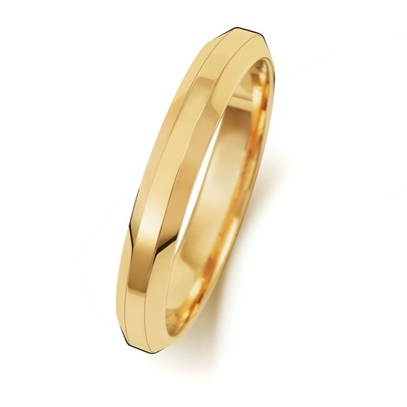 Medium 18k Gold 3mm Bevelled Court Comfort Men/Women Wedding Band/Ring