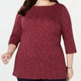 thumbnail image 2 of Karen Scott Womens Plus Space Dye 3/4 Sleeve Blouse, 2 of 3