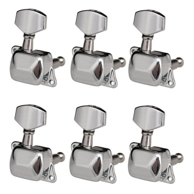 6 Pieces Guitar String Tuning Pegs Semi-closed Tuning Machine Machine Heads Tuners for Electric Guitar Acoustic Guitar(6 Right Silver)