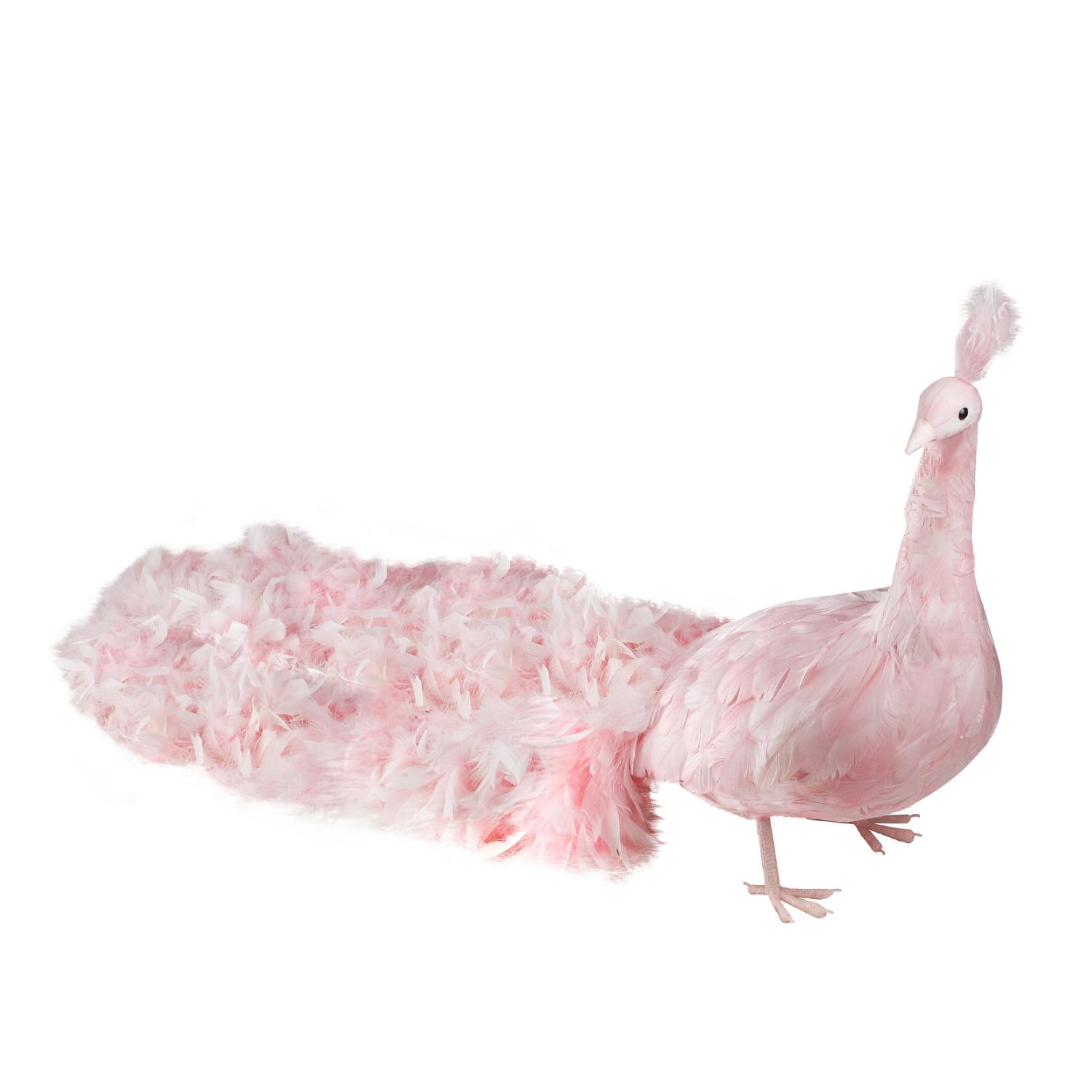 55" LifeSize Pink Peacock Decoration Closed Tail Feathers