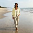 thumbnail image 6 of Yyeselk Women's 3/4 Sleeve Cotton Linen Cardigan Button Down Open Front Lightweight Casual Baggy Cardigans Beige XL, 6 of 6